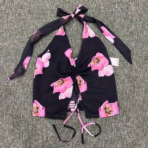 Urban Outfitters Floral Halter Top with Pink Flowers